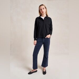 La Ligne Cassie Black Long Sleeve Polo Shirt